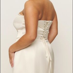 Reformation Pacie Satin Strapless Dress